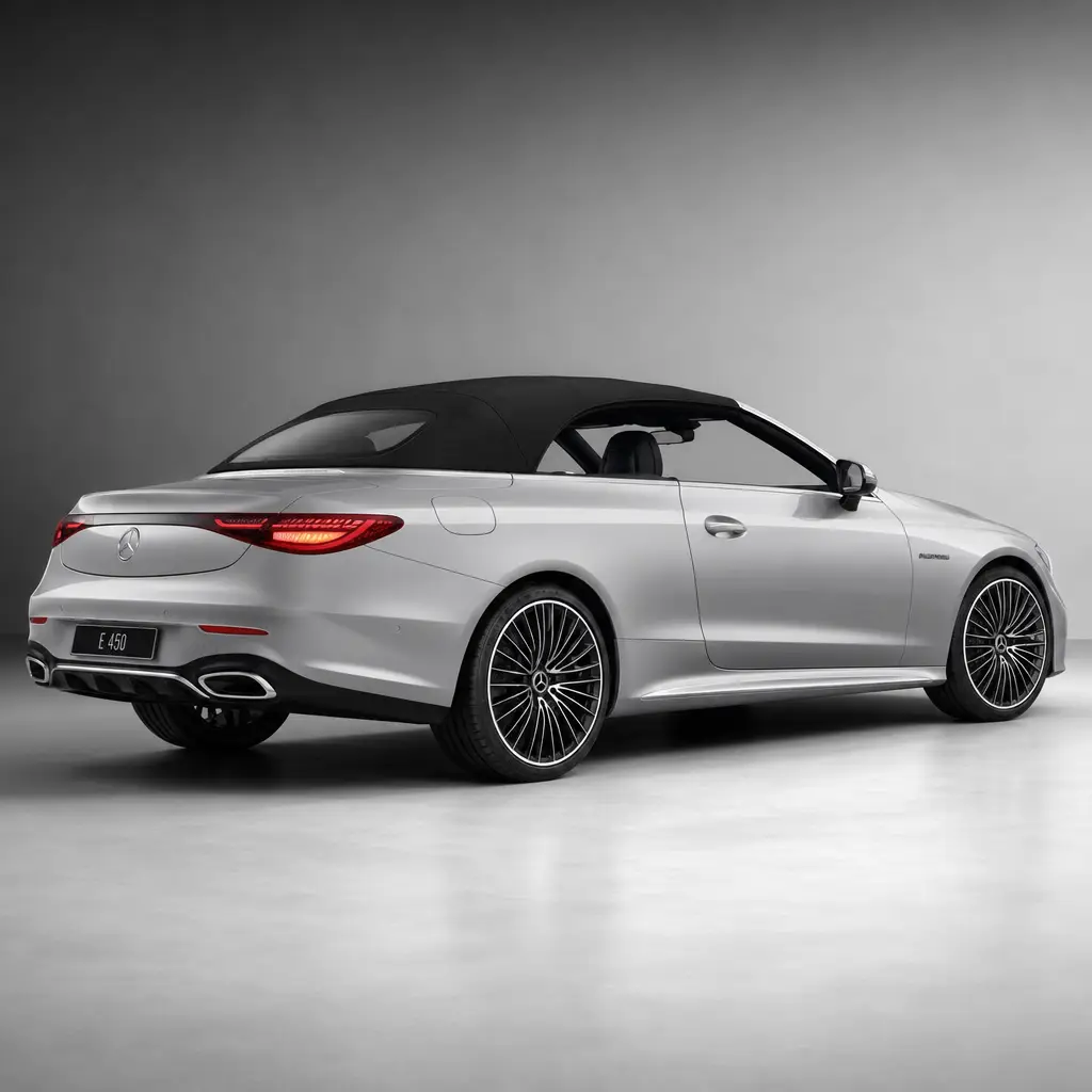 Silver convertible with soft top